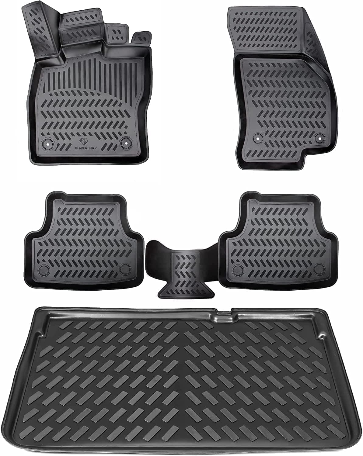 ELMASLINE 3D Gummimatten & Kofferraumwanne Set für Skoda Octavia 4 (NX) Kombi (2020-2025) | Passt Nicht in Mild-Hybrid Kombi Nicht Mild-Hybrid