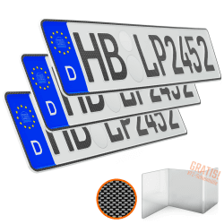 KFZ Kennzeichen 3 Stück 52cm x 11cm in Carbon Optik Nummernschild 520mm x 110mm Wunschkennzeichen Auto DIN Autokennzeichen Fahrradträger Anhänger LKW Wunschprägung amtliches Autoschild Angebot bei HelloDeals