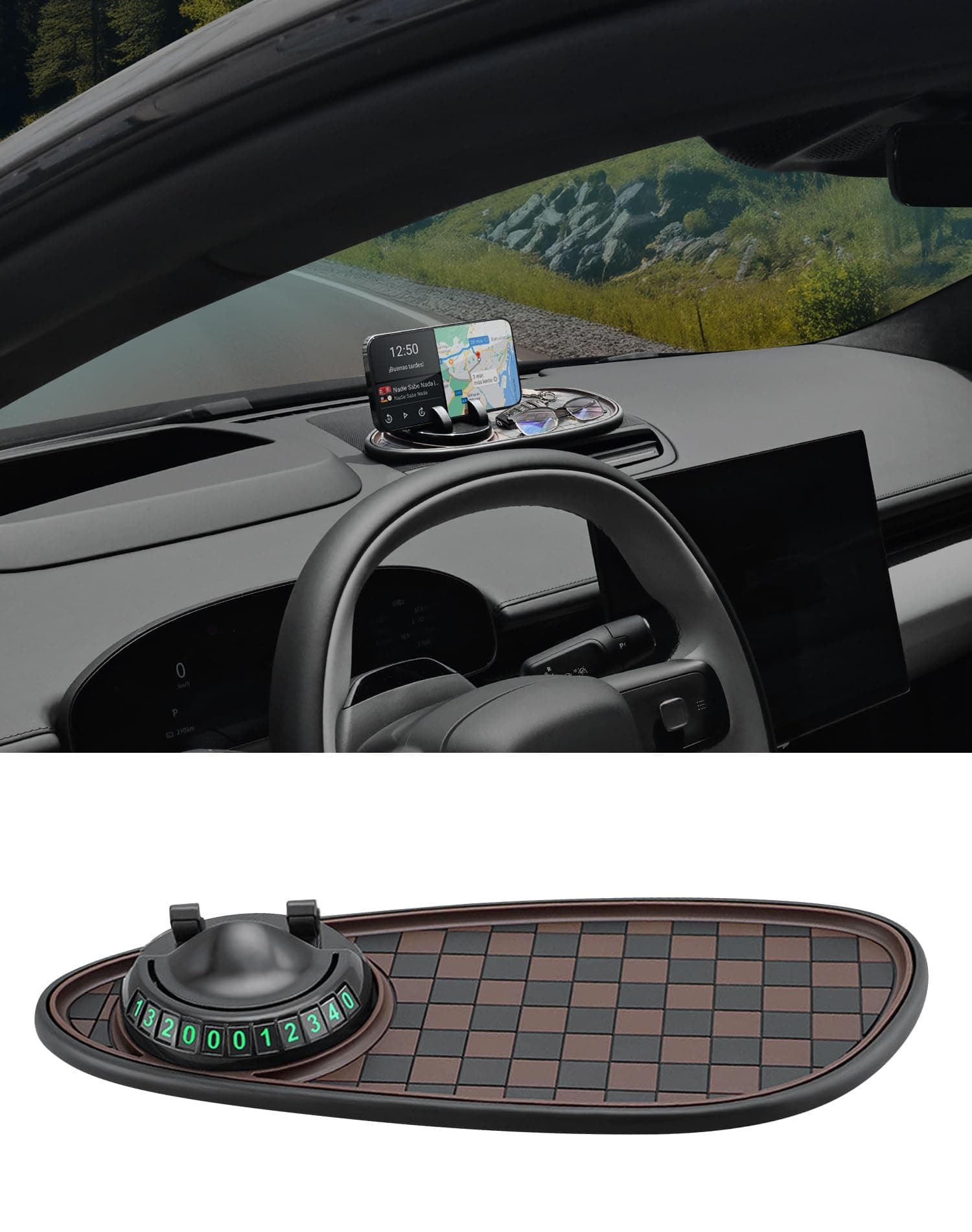 ePicsoa Multifunction Car Anti-Slip Mat Auto Universal Phone Holder, 3 in 1 Auto Antirutschmatte Handyhalterung, 360°Drehbare Handyhalterung Auto, für Auto-Innendekoration, Brillen, Handy-Pads