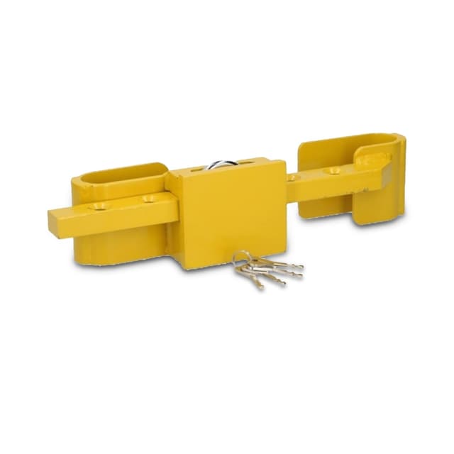JOM Car Parts & Car Hifi GmbH 127439 Containerschloss aus gehärtetem Stahl, Diebstahlschutz, inklusive Bügelschloss, 4 Schlüssel, 2-teilig, Farbe Gelb