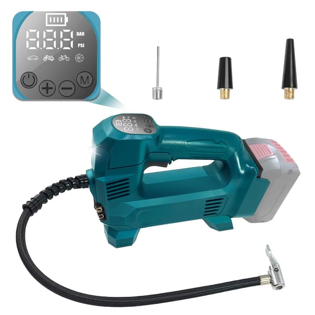 TPDL Akku-Kompressor für Bosch 18V System, Luftkompressor 150 PSI MAX für Auto, Motorräder, Fahrräder, Bälle, Schwimmring, Reifenfüller Mit LCD-Anzeige (Nur Maschine, Kein Akku) Akku-Kompressor für Bosch 18V GBA Akku Luftkompressor