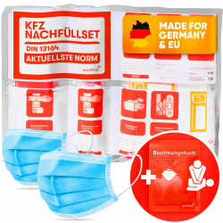 PURAHELP® KFZ Erste Hilfe Nachfüllset inkl. Beatmungstuch [DIN 13164] - Nachfüllset für Auto Verbandkasten 2025 Konform - Set zum Auffüllen der Verbandstasche für PKW - Car First Aid Kit Nachfüllung Angebot bei HelloDeals