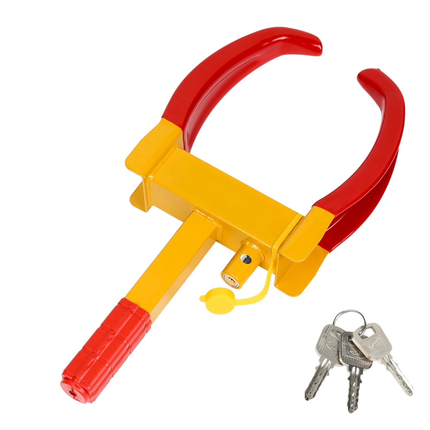 Sonnewelt 1 Stück Radkralle Reifenkralle, Wegfahrsperre mit 3 Schlüsseln, Parkkralle Diebstahlsicherung PVC-Schutz, Schließzylinder aus Messing Radkralle für Anhänger für Autos, Wohnwagen, Anhänger