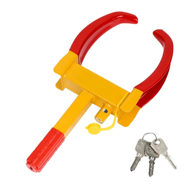 Sonnewelt 1 Stück Radkralle Reifenkralle, Wegfahrsperre mit 3 Schlüsseln, Parkkralle Diebstahlsicherung PVC-Schutz, Schließzylinder aus Messing Radkralle für Anhänger für Autos, Wohnwagen, Anhänger