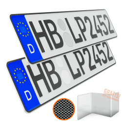 KFZ Kennzeichen Auto 2 Stück 52cm x 11cm in Carbon Optik Nummernschild 520mm x 110mm Wunschkennzeichen DIN Autokennzeichen Fahrradträger Anhänger LKW Wunschprägung amtliches Autoschild Angebot bei HelloDeals