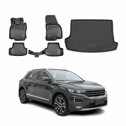 Fußmatten & Kofferraumwanne Set für VW T-ROC 2017-2025 Gummi TPE Schwarz 5X Set / Schwarz T-Roc 2017-2025 Angebot bei HelloDeals