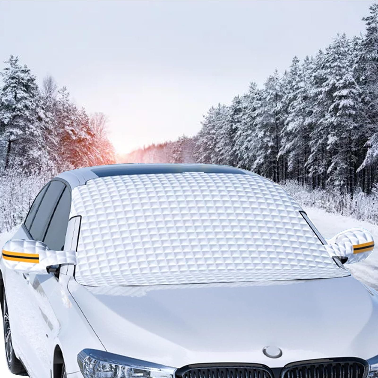 Vastsea Auto Windschutzscheiben Abdeckung, Eisschutz Frontscheibenabdeckung, Frontscheibenabdeckung Auto Sonnenschutz, Gelten gegen Sonne, Staub, Schnee, EIS, Frost(Silber)