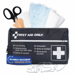 First Aid Only Kfz Verbandtasche DIN 13164 | Auto Verbandskasten als Erste Hilfe Set für HU (StVO-konform) | Notfalltasche für Auto und Motorrad | P-10019 Schwarz DIN 13164 Angebot bei HelloDeals
