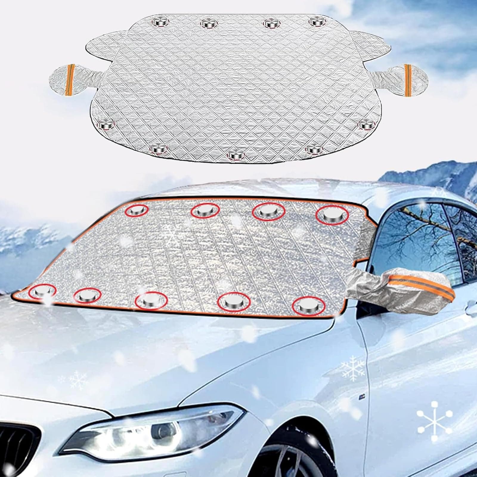 Magnetische Auto Anti-Schnee Abdeckung, Magnetische Autoabdeckung Winter, Windschutzscheibe Sonnenschutz, Windschutzscheibe Nabdeckung, Scheibenabdeckung Auto Winter, Gegen Schnee EIS Frost Staub UV