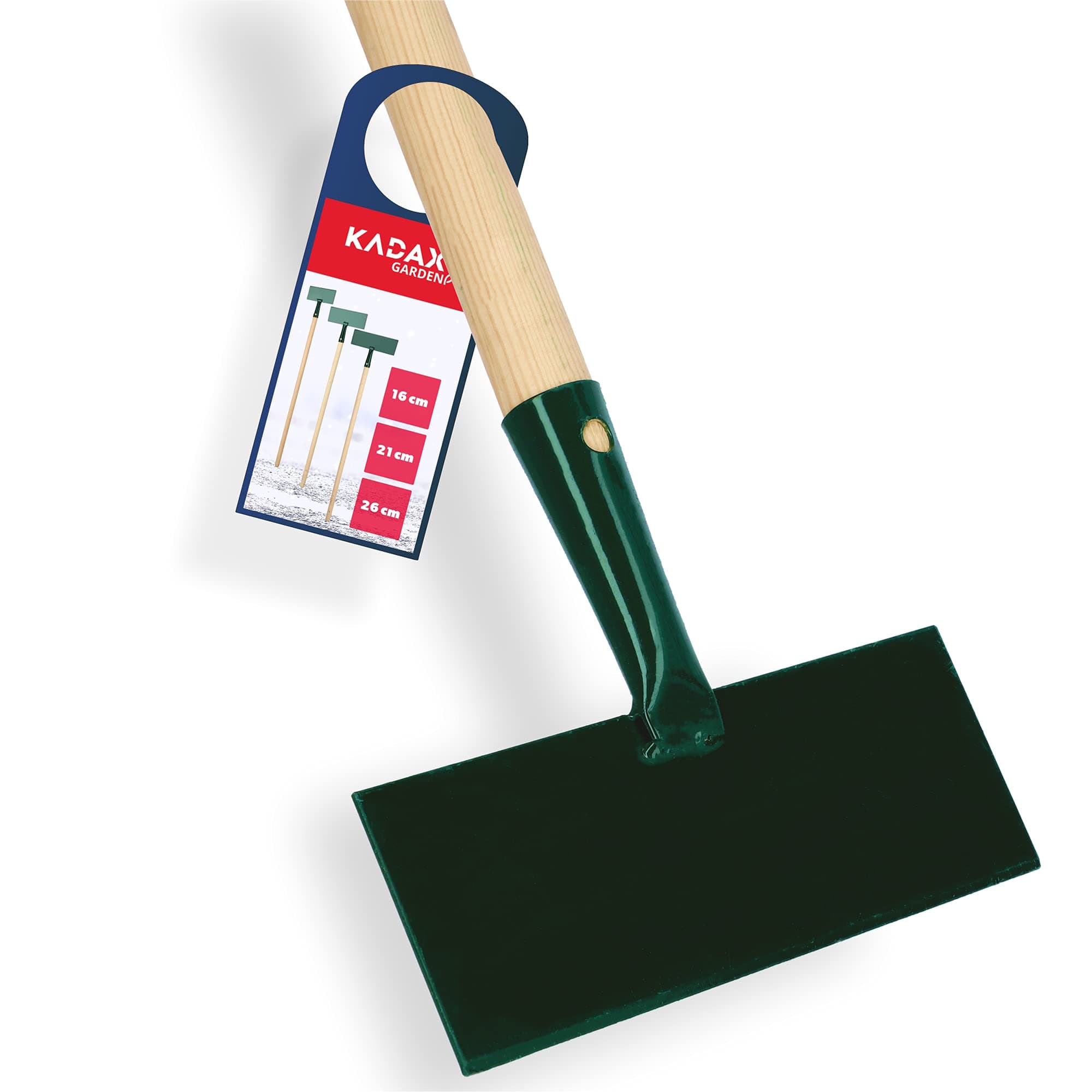KADAX Eishacker aus verstärktem Stahl, Eisschaber mit langem Stiel aus Holz, Eisstößer, Eiskratzer, Bodenschaber für Garten, Eisscharre (Breite: 21 cm)