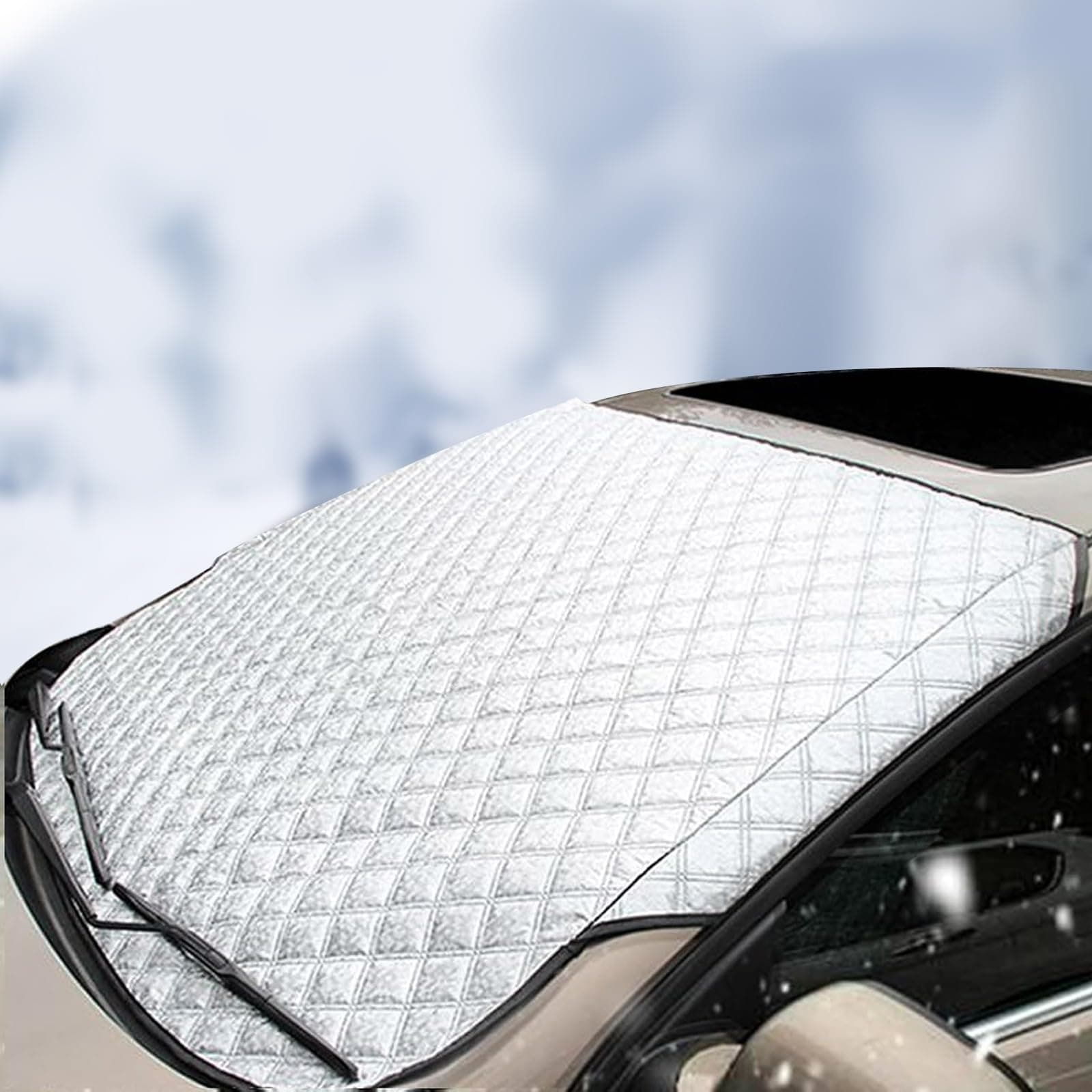 Frontscheibenabdeckung Auto, Hochleistungs-ultradicke Schutzabdeckung, Auto Winter Frostabdeckung mit Schutz vor Schnee, EIS, Staub und Wasser, UV-beständig, für SUV, LKW und Pkws Groß,150 x 100cm