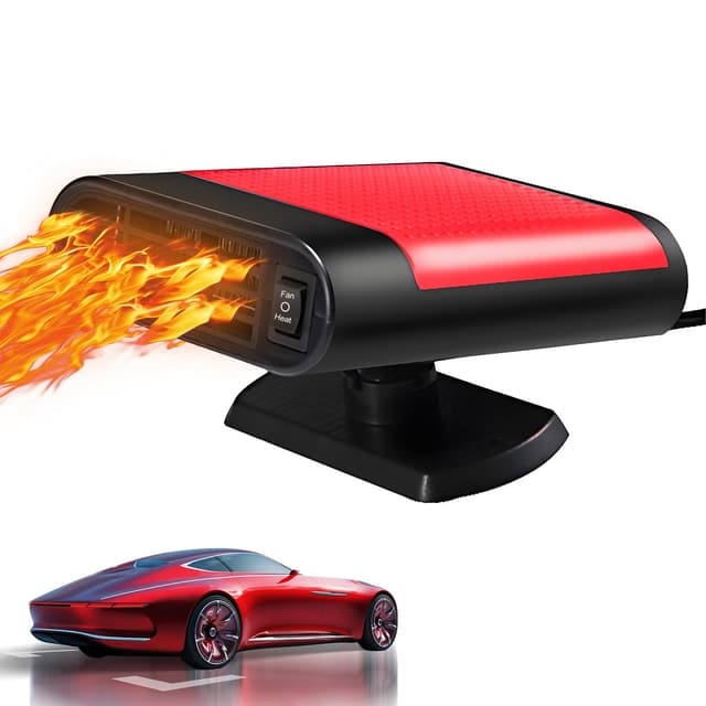 autozen Autoheizung, 2 in 1 Car Heater 12V 200W Auto Heizlüfter Auto Heizung Entfroster 360° Drehbar für Auto Windschutzscheibe Schnelle Heizung, schwarz+rot D-Rot 200W