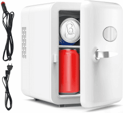 Vexloria Mini Kühlschrank, 4 Liter/ 6 Dosen Mini-Kühlschränke für Kosmetik, Getränke, 220V AC/ 12V DC Thermoelektrische Kühlung, Kleiner Kühlschrank für Schlafzimmer, Büro, Wohnheim, Auto (Weiß) Angebot bei HelloDeals