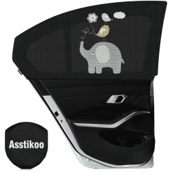 Asstikoo Auto Sonnenschutz Baby, Universal Sonnenschutz Auto Dehnbar, Auto Sonnenblende Kinder mit UV-Schutz Seitenfenster Meshmaterial Schützt Mitfahrer Haustiere im Rücksitz, 2 Stück (L-55 * 100cm) Schwarz Angebot bei HelloDeals
