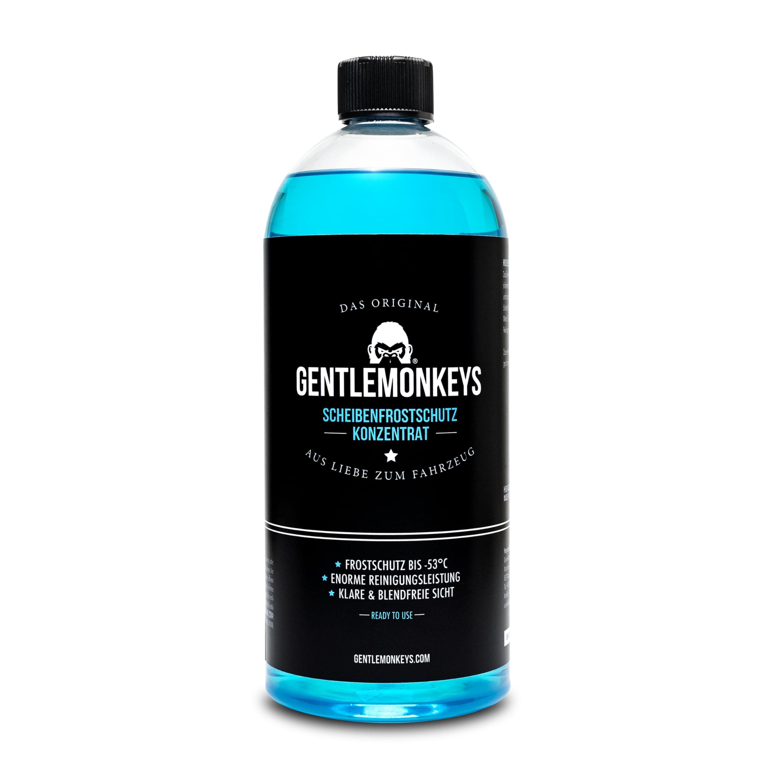 GENTLEMONKEYS AntiFrost & KlareSicht Scheibenfrostschutz Konzentrat (1l) • Frostschutz bis -53°C • Waschanlagenzusatz Anti-Frost für klare Sicht • Sehr ergiebig • Frostschutz Konzentrat 1 Liter (1er Pack)
