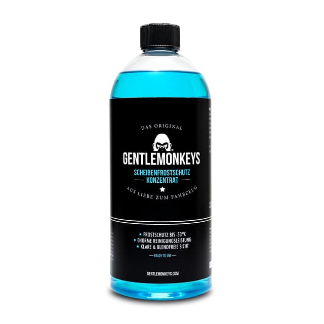 GENTLEMONKEYS AntiFrost & KlareSicht Scheibenfrostschutz Konzentrat (1l) • Frostschutz bis -53°C • Waschanlagenzusatz Anti-Frost für klare Sicht • Sehr ergiebig • Frostschutz Konzentrat 1 Liter (1er Pack)