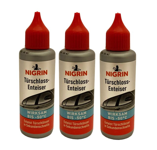 ILODA 3 x 50ml Nigrin Türschlossenteiser, Enteiser für Autotür, Türschloss-Enteiser, Schlossenteiser