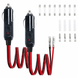 Elalove Zigarettenanzünder Stecker 12V/24V, 16AWG Kabel (15cm) mit 8 Sicherungen (10A/15A) – inkl. Zubehör für Auto, LKW, Wohnmobile Angebot bei HelloDeals