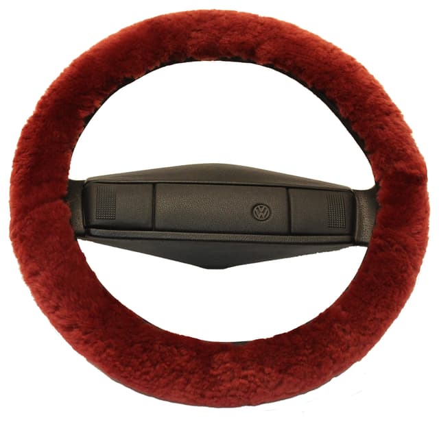Reissner Lammfelle | LERA-15-BOR | Lenkradbezug Lenkradschoner Lenkradhülle für Auto und Wohnmobil | Echtes Merino Lammfell | Florhöhe 15mm | passend für ⌀40cm | Anti Rutsch | Farbe Bordeauxrot