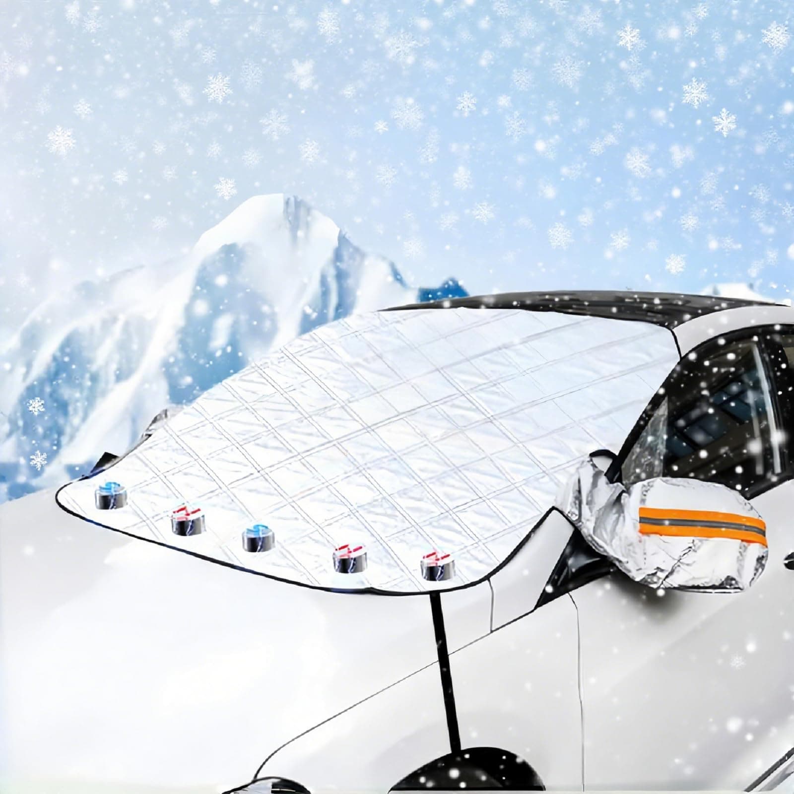 Frontscheibenabdeckung Winter Auto, Auto Scheibenabdeckung 5 Magnet Fixierung, Faltbare Auto Windschutzscheibe Abdeckung für Die Meisten Autos SUV,160 * 116cm