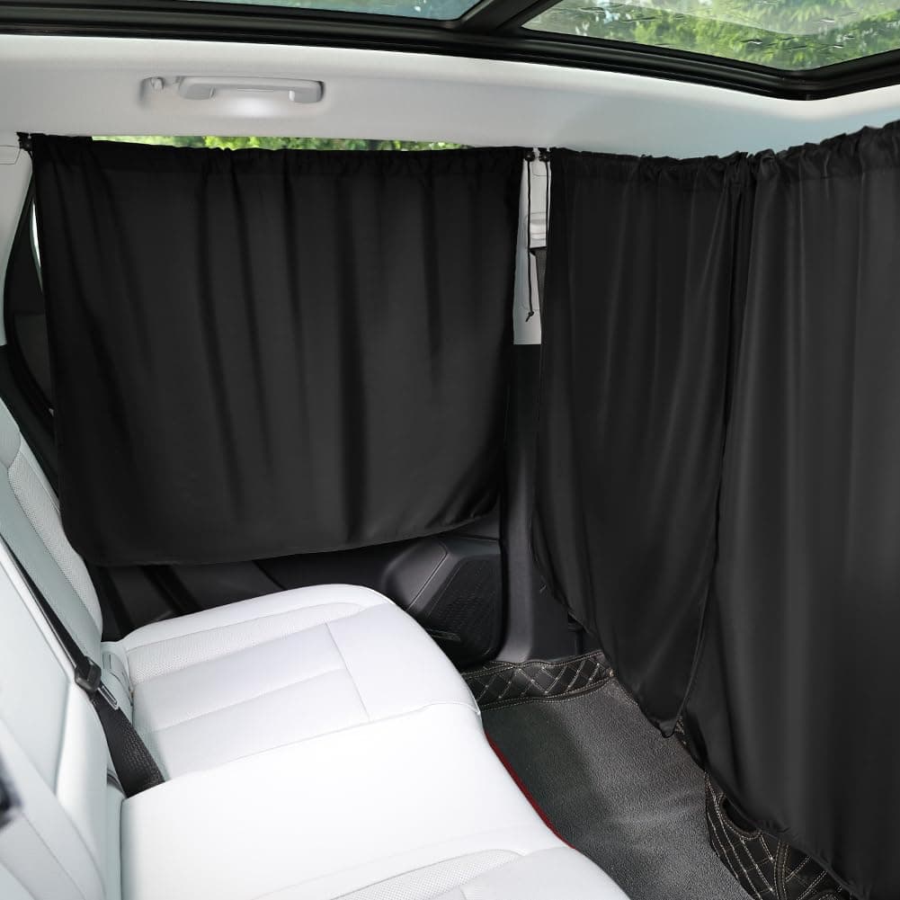 Alaoo Auto-Trennvorhang, 140 x 80 cm Trennvorhang Set, Abnehmbarer Auto-Sonnenschutz, Verstaubarer Auto-Sichtschutzvorhang, Verdunkelungsvorhang für Camping, Nickerchen 4pcs-140*80CM