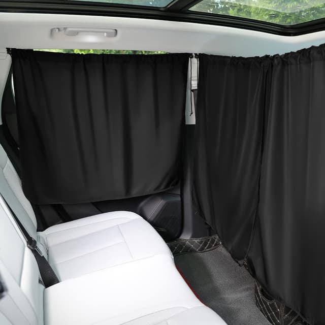 Alaoo Auto-Trennvorhang, 140 x 80 cm Trennvorhang Set, Abnehmbarer Auto-Sonnenschutz, Verstaubarer Auto-Sichtschutzvorhang, Verdunkelungsvorhang für Camping, Nickerchen 4pcs-140*80CM