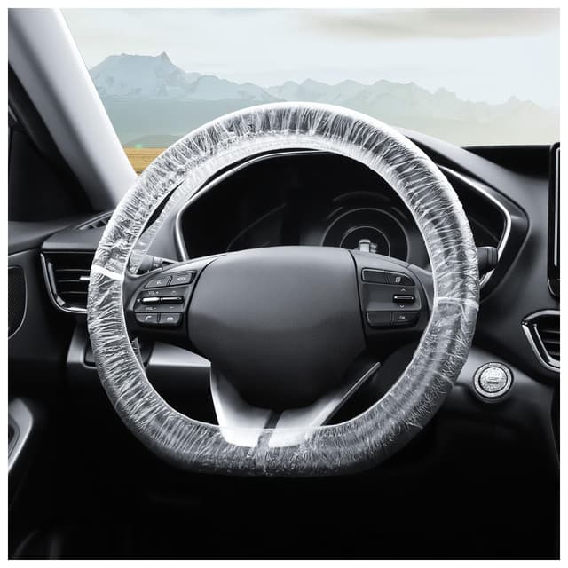 GTLM 100 Stück Einweg Lenkradbezug, Lenkradhüllen Auto mit Elastikband, Universeller wasserdichte Lenkradbezüge für Auto SUV und LKW
