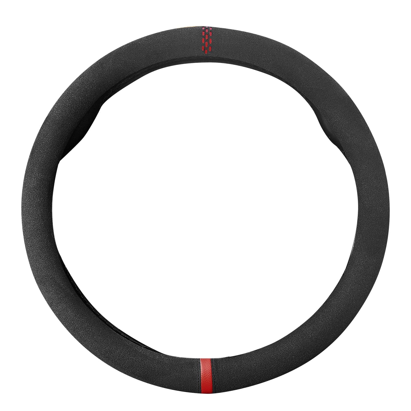 ZATOOTO Auto Lenkradbezug, Dünn Wildleder Lenkradhülle mit Weichem Touch, Anti-Rutsch & Sport, Universalgröße 37-38cm / 14.5-15in, Schwarz Rund-Form