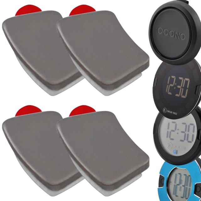 4 Ersatz Metallplättchen mit Klebepad für OOONO CO-Driver NO2, P-DISC NO1, NO2 und NO3 Auto elektronische Parkscheibe Blitzerwarner Halterung Ersatzteile Parkuhr Magnet selbstklebend neues Modell 4 Stück