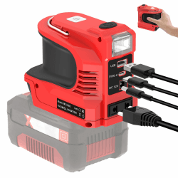 220W Wechselrichter für Einhell 18V Batterie,DC 20V zu AC 220-230V Inverter,Power Station Generator,Adapter mit 1-USB-Port-Anschluss-1 Typ-C-Anschluss-Steckdose &1 DC-Ausgang 12V/5A, LED-Licht Für Ein*hell 18V Akku Angebot bei HelloDeals