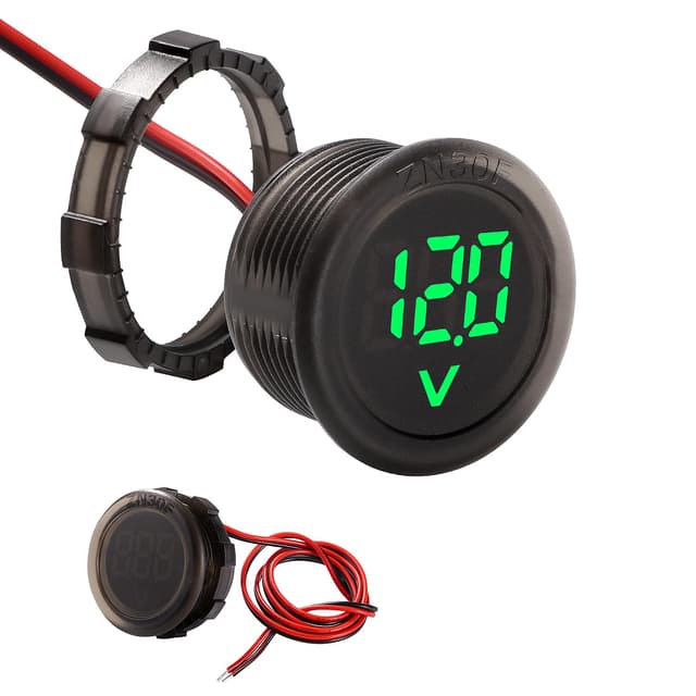 VooGenzek DC 5-100V DC Digital Voltmeter Wasserdicht, 2 Drähte Spannungsmesser 3-Digit LED Anzeige, mit Anti Konnection Schutz, für Autos Fahrzeuge Motorräder Boote, Grün Grün – Wasserfest – 1 Stück