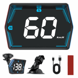 Head Up Display Auto HUD, Digitaler Auto Tachometer Anzeige MPH/KMH, Geschwindigkeitsmesser Universal HD Digital Speedometer mit GPS + Beidou Dual-Chip für Alle Autos, USB Plug and Play Angebot bei HelloDeals