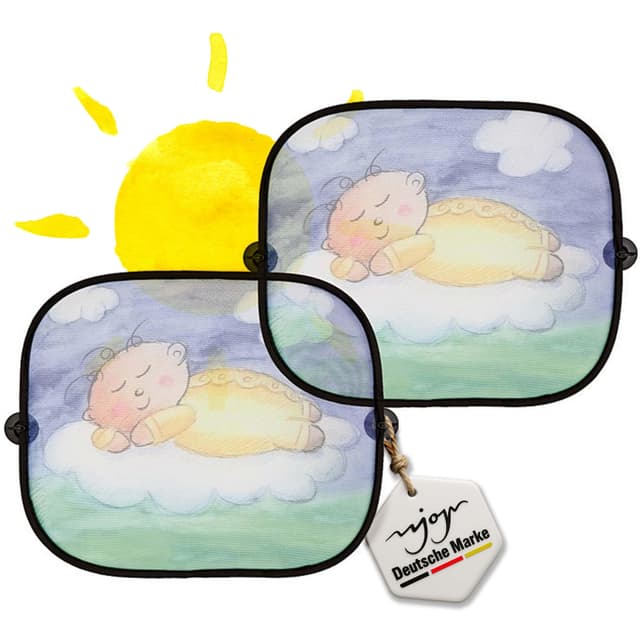 2er Set Sonnenschutz Auto mit UV Schutz UPF für Babys und Kinder, Sonnenschutz für Seitenscheibe mit Saugnapf, Fensterschutz Verdunkelung, Sonnenblende für PKW, Fahrzeug, Protection zum verdunkeln