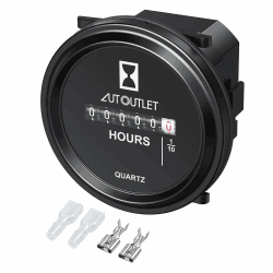 AUTOUTLET Runder Quarz Stundenzähler 12-72V DC, Wasserdicht Betriebsstundenzähler mechanischer Timer Einrastbarer Motorbetriebsstundenzähler mit Stecker für Schneemobil Auto Boot Auto Rasentraktor Keine Metallbügel Angebot bei HelloDeals