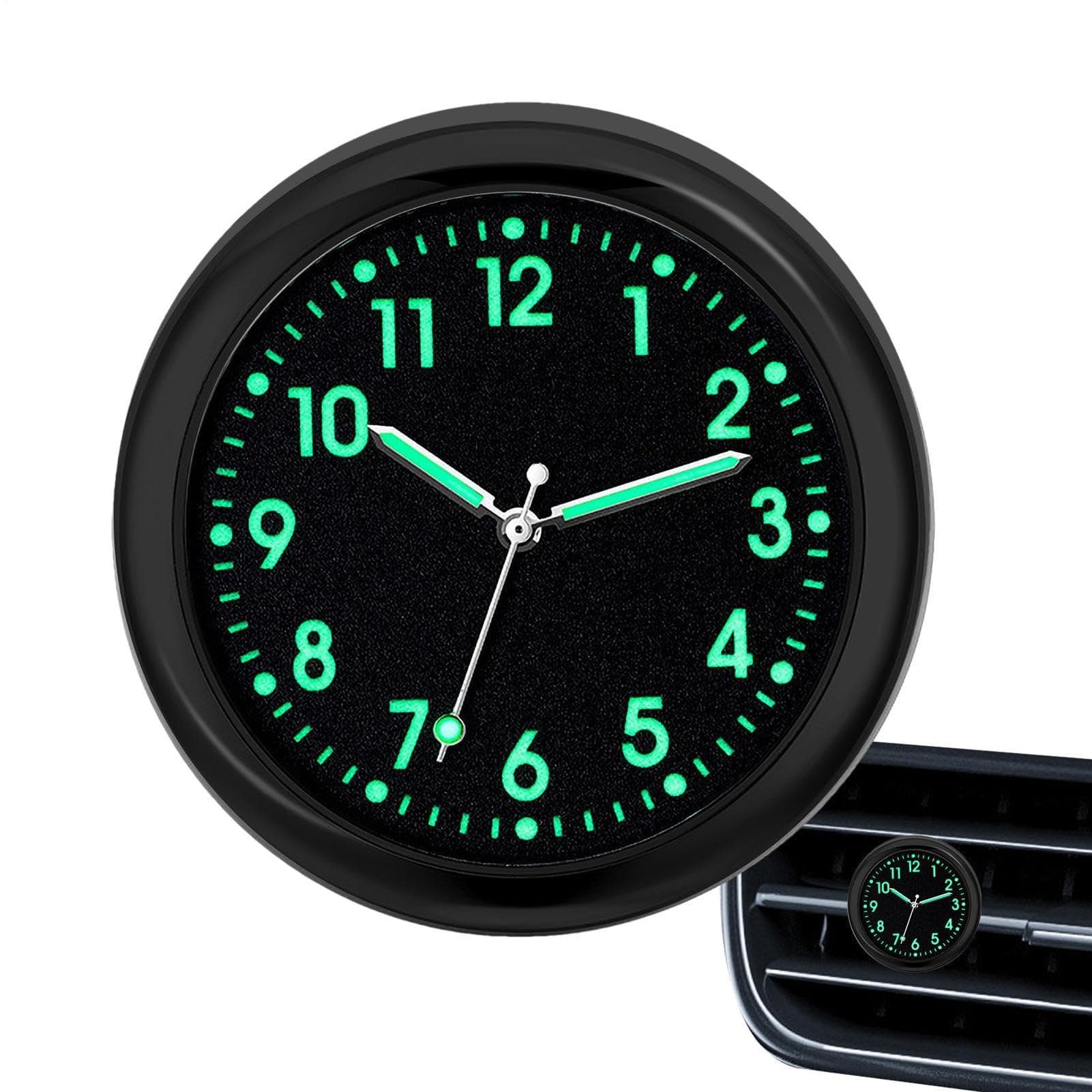 Quarz Auto Ersatzuhr - Selbstklebend Leuchtende Auto Uhr | Auto Armaturenbrettuhr | Kleine Analoge Uhr | Analoge Autouhr Leuchtend | Leuchtende Kleine Analoguhr | Auto Lüftungsschlitz Clip Uhr