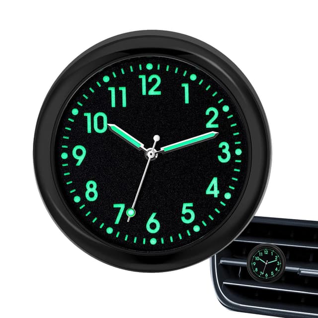 Quarz Auto Ersatzuhr - Selbstklebend Leuchtende Auto Uhr | Auto Armaturenbrettuhr | Kleine Analoge Uhr | Analoge Autouhr Leuchtend | Leuchtende Kleine Analoguhr | Auto Lüftungsschlitz Clip Uhr