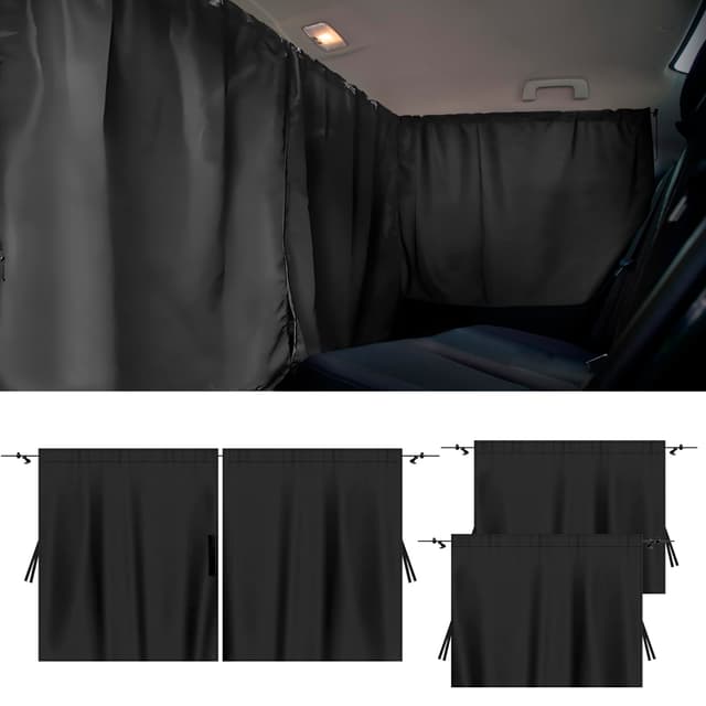 3 Stück Auto Fenster Sonnenschutz, 140 x 80CM Auto Sichtschutz Vorhänge, Abnehmbarer Auto Fenster Verdunkelung, Aktualisierte Kfz Trennvorhänge, Universeller Auto Vorhang, Camping Zubehör (3 Stück)