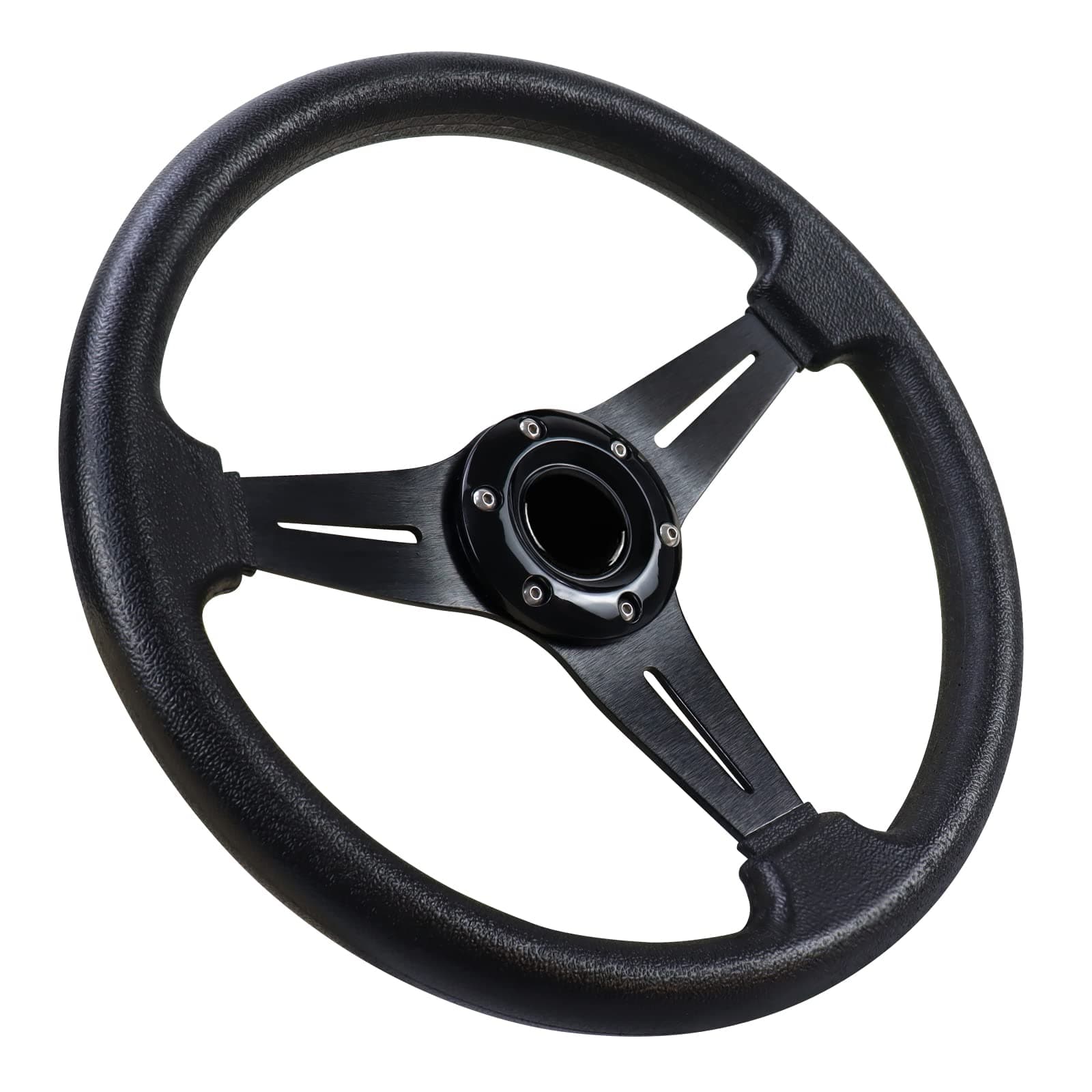 Acclcors Universal Rennlenkrad, Drifting-Lenkrad,Gaming Lenkrad 13.6" 6 Bolzen Griff Vinyl Leder mit Horn Taste für Rennen/Rallye/Motorsport/Auto Sim Fahren (Schwarz)