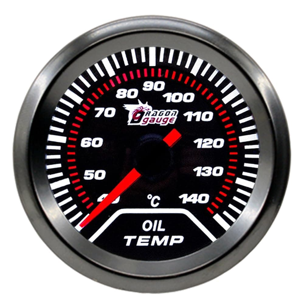 ETOPARS Universelle Auto Öltemperaturanzeige 2Zoll 52mm Auto Öltemperatur Messgerät 40-140 Celsius Öl Temperatur Zeiger Anzeige Öltemp Weiß Lichtanzeige Instrument Rauchtönung Len Weiß Öltemperatur Anzeige