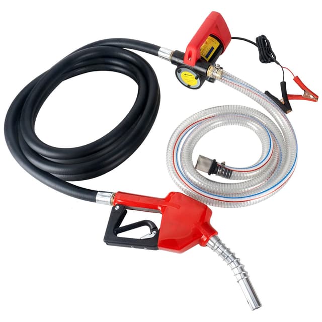 LEMOTO Dieselpumpe Umfüllpumpe 12V 175W Absaugpumpe Kraftstoffpumpe mit Automatischer Abschaltung Düsen & 6M Schläuche,Selbstansaugende Kraftstoffumfüllpumpe mit Kupfermotor und Geräuscharm Mit Düse Schlauch