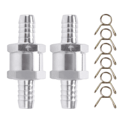 VooGenzek 2 Stück Kraftstoff Rückschlagventil, 10mm Aluminium Ventil Rückschlagventil, Rückschla Rücklaufsicherung Benzinmit 6 Stück Federklammer, für Benzin Wasser Chrom Auto Auto Niederdrucksystem Angebot bei HelloDeals