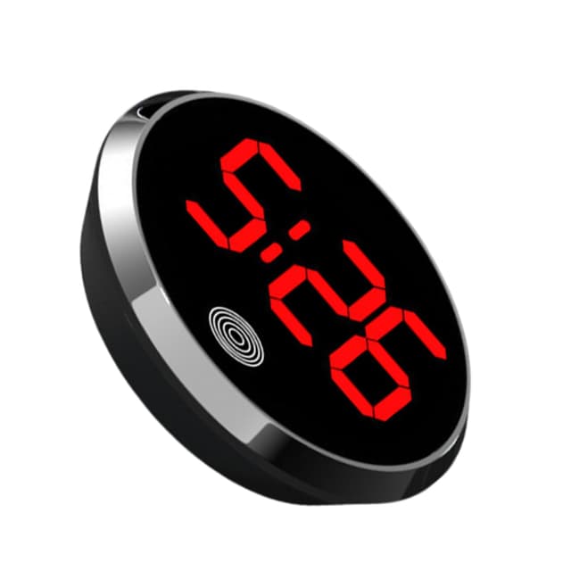 Mini Digitale Uhr für Auto, Digitaler Wecker mit Touchscreen, Leuchtende Kleine Runde Uhr Zum Aufkleben, Kompakte Digitale Armaturenbrettuhr, LED-Leuchtanzeige Fahrzeugchronometer für Reisen Zuhause