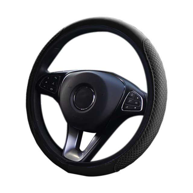 Universal Auto Lenkradhülle Leder Lenkradbezug Elastisch Atmungsaktiv Rutschfest Durchmesser 37-38cm Lenkradbezug Lenkradbezug für Männer Und Frauen, Autozubehör Für Die Meisten Autos (Schwarz)
