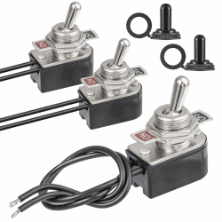 VEXUNGA Kippschalter 6A 125VAC 3A 250VAC Schalter 2 Polig Mini Kipptaster Wasserdicht 2 Position Ein Aus 10A 12V DC mit Kabel Wasserdichter Kappe für Auto (Packung mit 2 Stück) Kippschalter mit Kabel Angebot bei HelloDeals