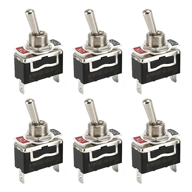 Powice 6 Stück Kippschalter 12V/15A,Miniboot 2Poliger Schalter 12V,12V/230V Schalter Geeignet für Den Einbau in Häusern, Autos und Elektrischen Geräten Schwarz 2 Schwarz