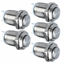 GUUZI 12mm Drucktaster Wasserdicht Metalldrucktaster SPST NO Momentantaste 2A 12V/24V/125V/250V 5 Stück (Hoher Kopf) 5pcs Angebot bei HelloDeals