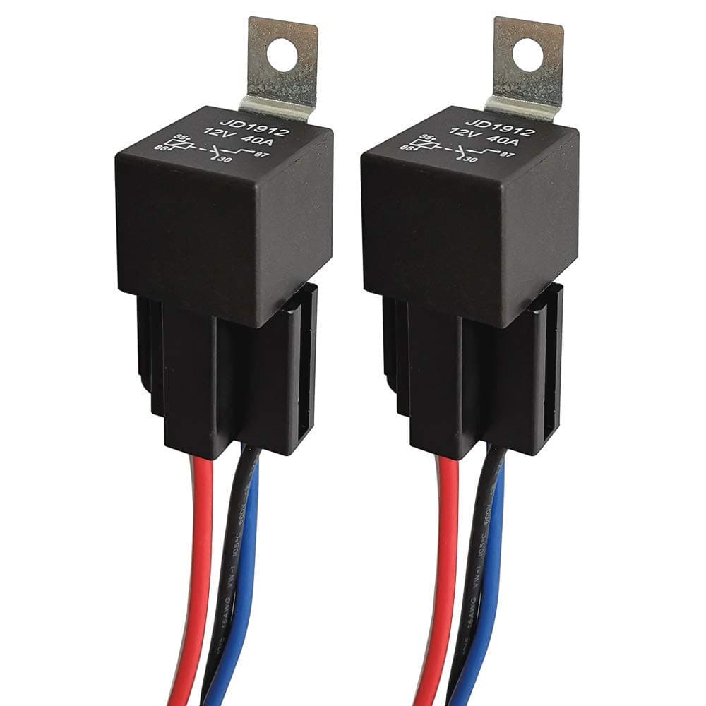 Gebildet 2 Stück JD1912 Auto-Relais-Kabelbaum, 12V, 40A, 4-Polig, SPST, 12 AWG, Kabelbaum-Steckdosen mit Eingebauter Diode für Autos, LKW, Transporter, Motorräder, Boote JD1912-12 V/4-polig, mit Kabelstecker
