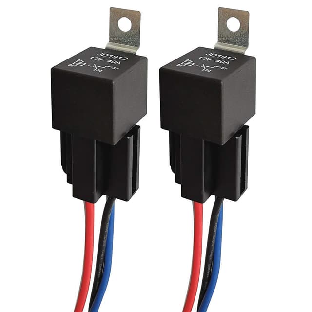 Gebildet 2 Stück JD1912 Auto-Relais-Kabelbaum, 12V, 40A, 4-Polig, SPST, 12 AWG, Kabelbaum-Steckdosen mit Eingebauter Diode für Autos, LKW, Transporter, Motorräder, Boote JD1912-12 V/4-polig, mit Kabelstecker