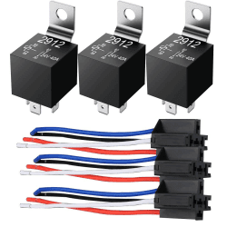 GUUZI 3 Pack 24V 40Amp Autorelais DC 4 Pin SPST und Kabelbaum – Hochleistungs Kupferdraht Relais Kit für Auto, LKW, Van, Motorrad, Boot JD2912 mit Harness Angebot bei HelloDeals