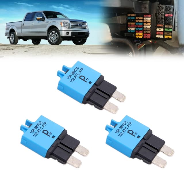 parts PTT T3 Manuelle Reset Sicherung Leistungsschalter ATC ATO 28VDC 15A Leistungsschalter Sicherungssatz Rücksetzbare Inline-Sicherungshalter Schutz für Auto Boot Manuelle Rückstellung 3 Pack